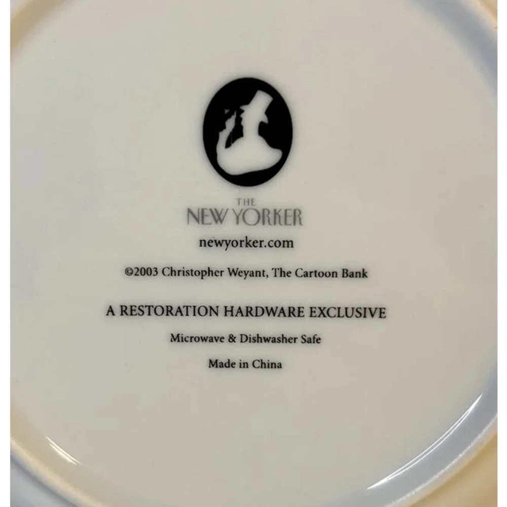 The New Yorker Restoration Hardware Wine Theme Cartoon Porcelain Salad Plate 8